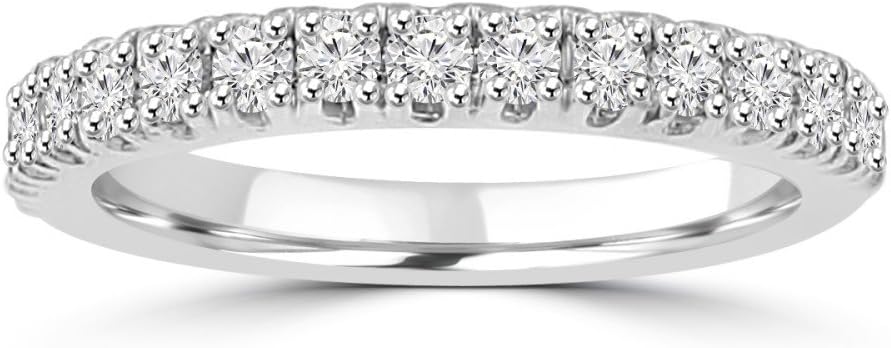 0.80 ct Ladies Round Cut Diamond Wedding Band Ring in 18 kt White Gold