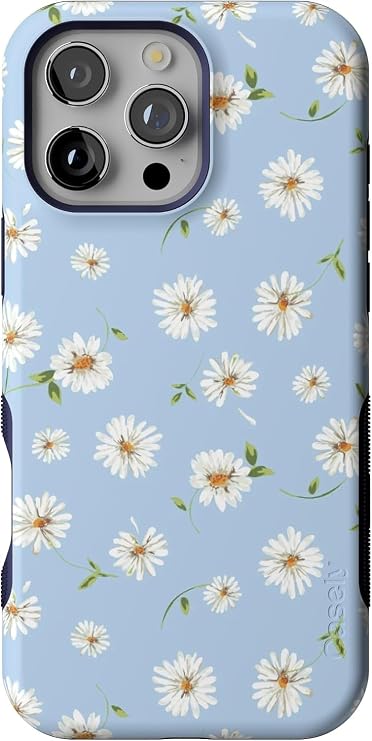 Casely iPhone 16 Pro Max Case | Daisy Daydream | Baby Blue Floral | Bold Protective Design | Compatible with MagSafe