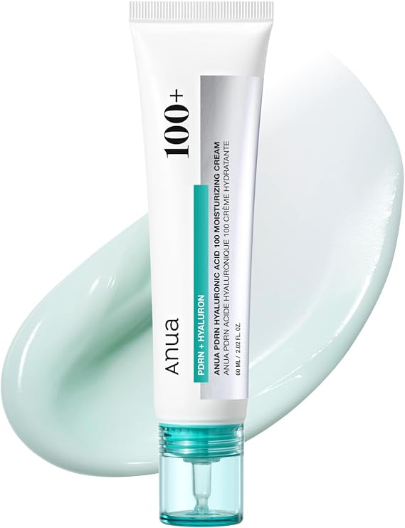Anua PDRN Hyaluronic Acid 100 Moisturizing Cream, 2.02 fl oz | Lightweight, Non-Greasy Hydrating Face Moisturizer with Salmon DNA for Glass Skin, Korean Skincare