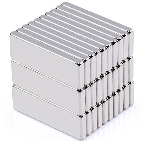 30Pcs Rare Earth Magnets Bars Heavy Duty, Rectangular Metal Small Neodymium Magnets, for Refrigerator Crafts Industrial Tool Storage (30x10x3mm)