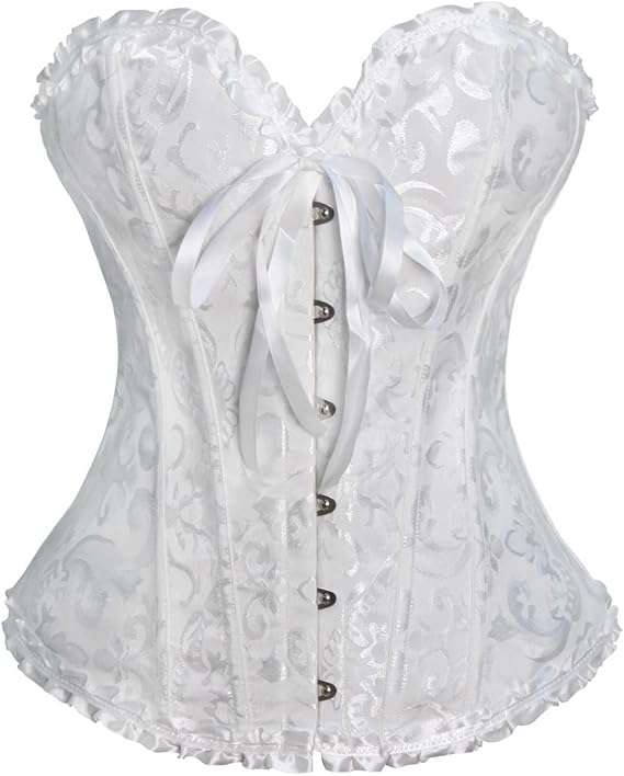 Womens Overbust Corset Shapewear Vintage Gothic Court Style Lace up Buckle Waist Trainer Cincher Shaper Bustier
