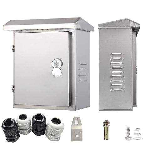 304 Outdoor Stainless Steel Electrical Box Enclosure, IP67 Waterproof Junction Box, Weatherproof Nema Enclosure Box, Wall-Mounted Project Boxes for Electronics with Insulation Mounting Plate