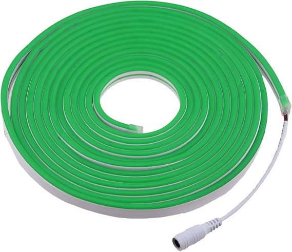 16.4ft Dimmable Green led Light Strip Flexible Silicone LED Neon Rope Lights DC12V IP67 for DIY Indoor & Outdoor Sign Letters Kichen Clubs Shopping malls Holiday Event (Green)