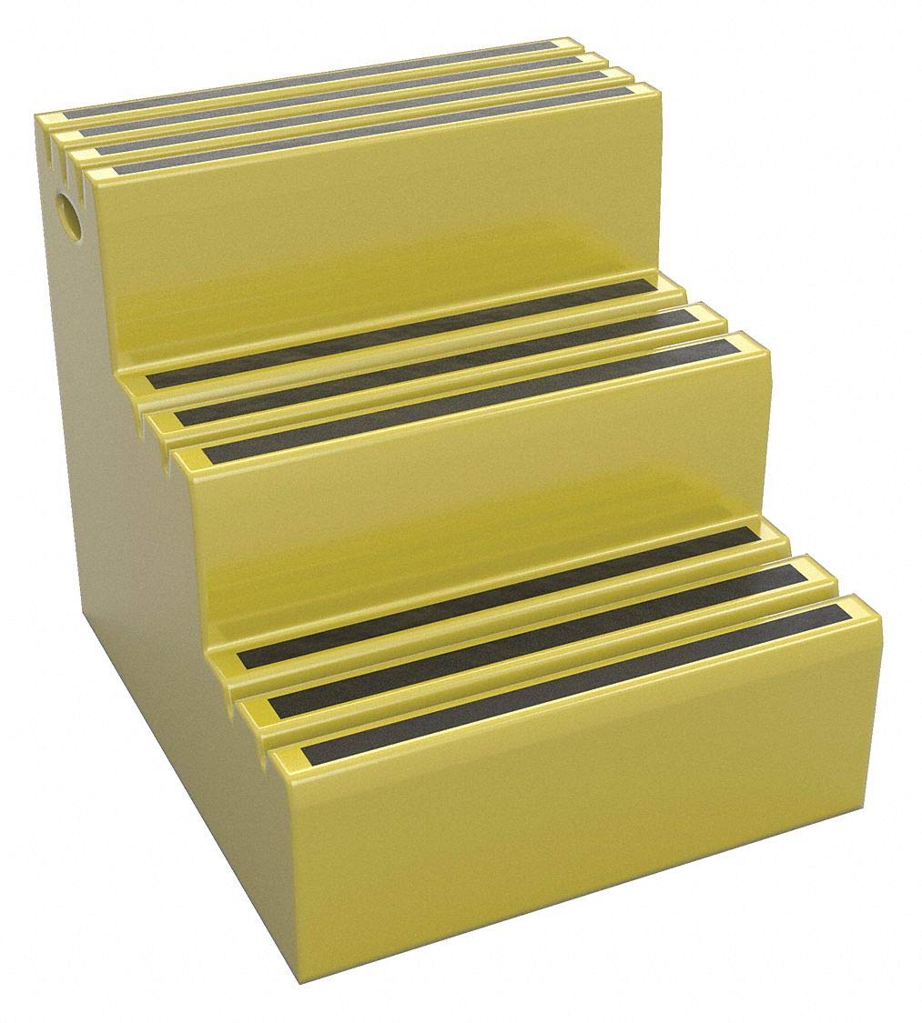Step Stand, 3 Steps, Polyethylene, Yellow
