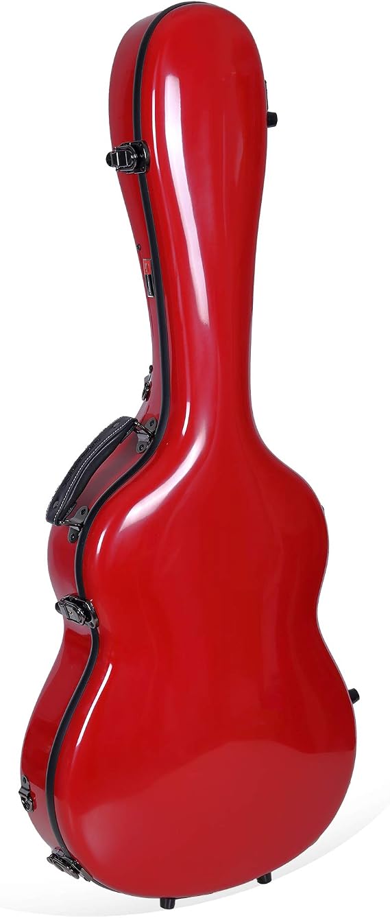 Crossrock Deluxe Fiberglass Classical Guitar Case, 4/4 Full Size, Red (CRF2020CRD)