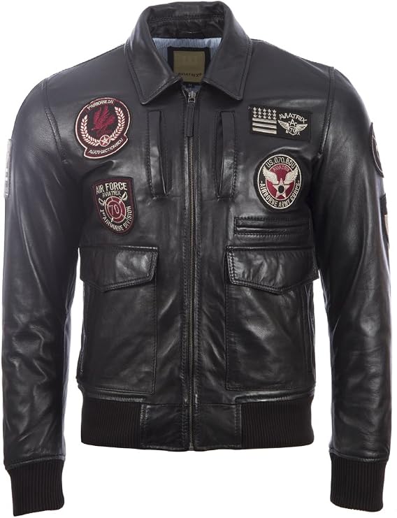 Aviatrix Men's Super-Soft Real Leather Patch Pilot Flying Fashion Jacket (9079)