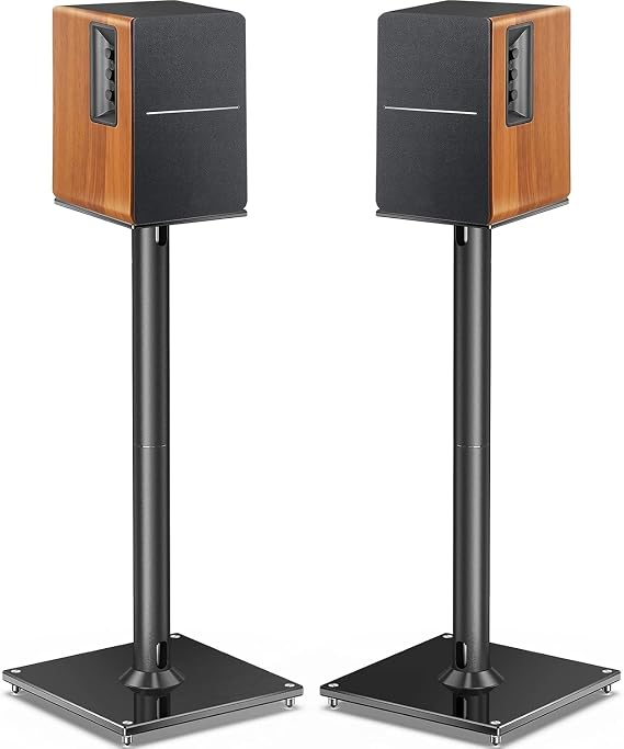 Perlegear Universal Speaker Stands for Surround Sound up to 22lbs - 28 Inch Bookshelf Speaker Stands for Bose, Polk, JBL, KEF, Klipsch & Others, Floor Speaker Stand with Cable Management 1Pair- PGSS6