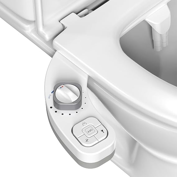 Non-Electric Bidet Attachment, Self-Clean Dual Nozzles, Adjustable Pressure
