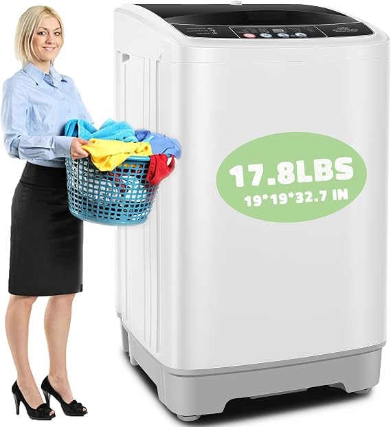 Nictemaw Portable Washing Machine with Drain Pump, 17.8Lbs for Apartment