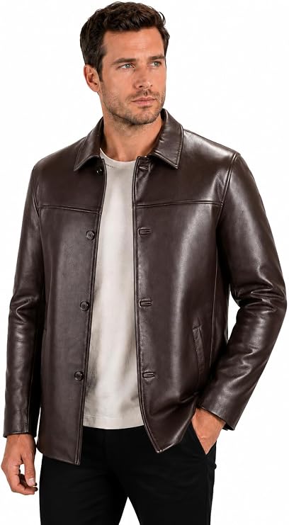 REED EST. 1950 Men's Jacket Genuine Lambskin Leather Car Coat