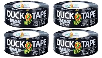 Duck Brand Max Strength Duct Tape, Black, 4 Rolls, 1.88 Inch x 35 Yards Each, 240867