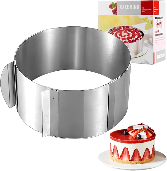 Cake Ring Adjustable 20 to 40 cm, cheesecake mould, frost form cake kit, cake moulds for baking, Metal Cooking Rings, cake rings, cake molds for baking (20)