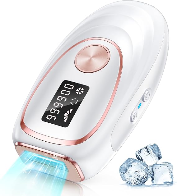 Haarlosy IPL Laser Hair Removal Device for Women Men Ice Cooling Painless | Full Body Use At Home, Upper Lip, Bikini Line, Underarm, Arm, Leg, 5 Levels, Auto & Manual Mode, 999,900 Flash
