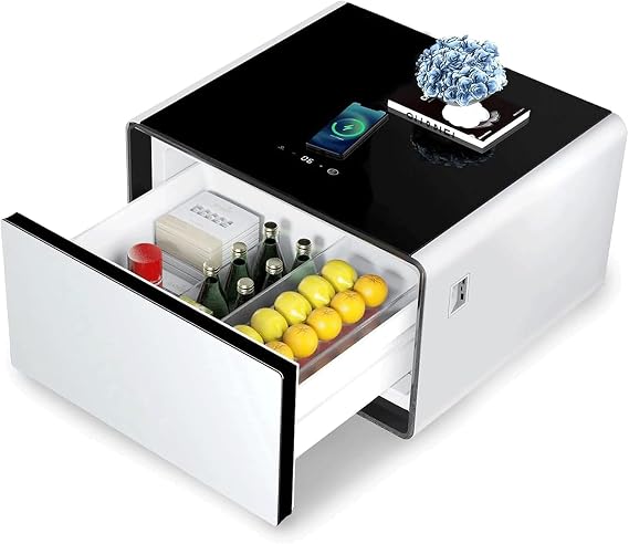 Smart Nightstand Side Table with Built in Fridge 15w Wireless Charging Bedside Table Bedroom Bedside Cabinet End Table