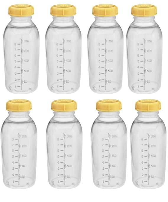 Medela Breastmilk Collection Storage Feeding Bottle with Lids, 8 Pack (8 Bottles and 8 Lids) 8oz/250ml