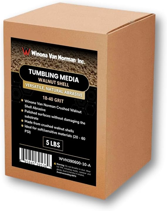 Ground Walnut Shell Media 18-40 Grit - Fine Walnut Shells for Tumbling, Vibratory Or Blasting (5lbs)