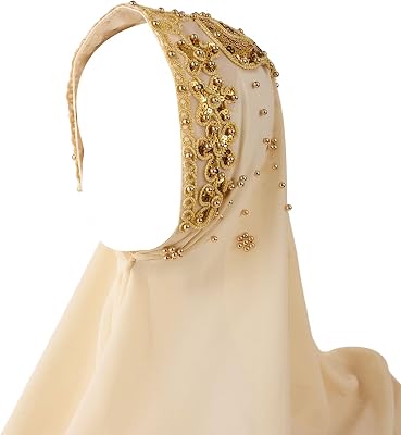 Chiffon Hijab Muslim Women Solid Color Jersey Hijab With Glitters Beads Soft Head Scarf Long Scarf Shawl Khimar
