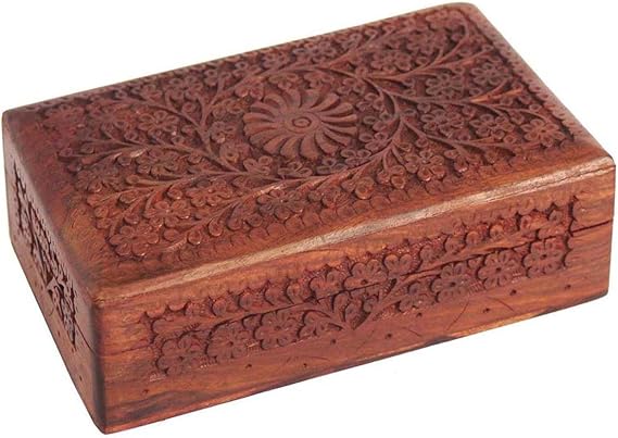 Jewellery Box for Women Wooden Jewel Organizer Hand Carved Jewellery box, Wooden Jewelry Organizer box, Vanity Jewelry Boxes for Women, Handmade wood box (8 x 5 Inch)