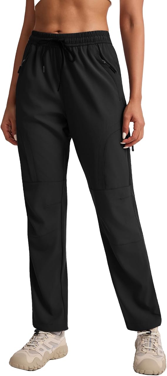 Womens Hiking Pants Quick Dry Water Resistant Lightweight Travel Golf Cargo Safari Pants Zipper Pockets