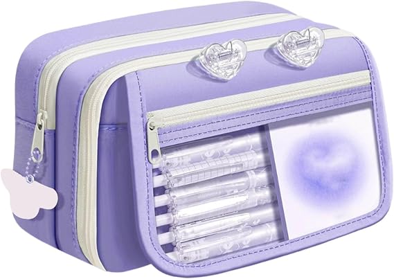 Pencil Case Floral, Stationery Set for Girls, Large Capacity Pencil Case with Compartment, Aesthetic Pouch Stowable Pen Highlighter Correction Tape Sticky Note