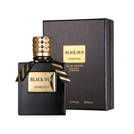 LONKOOM Black Oud Perfume for Men, 3.4Fl Oz/100ml Eau De Parfum Spray Long-Lasting Fragrance, Woody Notes of Lanvender, Salvia, Bergamot, Chrysophoron, Cocoa Pod, Cardamom, Patchouli, Leather, Vetiver