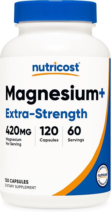 Nutricost Magnesium+ Extra Strength 420mg, 120 Capsules, 60 Servings | Magnesium Oxide and Glycinate, GMO-Free, Gluten-Free, Vegan Friendly