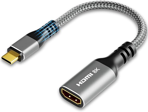 8K USB C to HDMI Adapter, Type-C Male (Source) to HDMI Female (Screen) converter connector [Thunderbolt 3/4 Compatible],8K@60Hz,4K@120Hz for iPhone15 Series, MacBook Pro, Air, iPad Pro, Galaxy S23