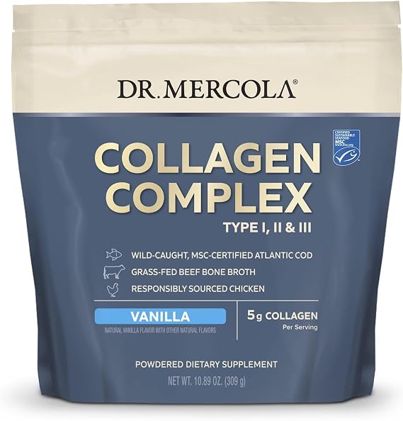 Dr. Mercola Collagen Complex Powder, Vanilla, 10.89 oz (30 Servings)