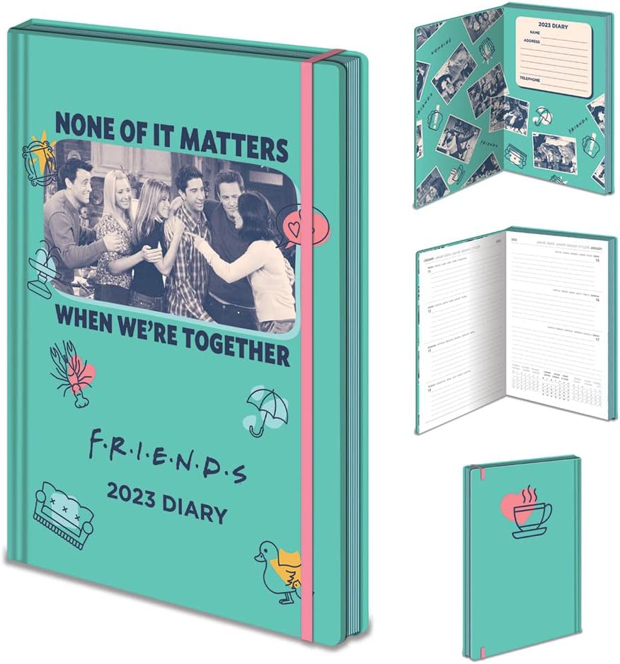 Friends Diary 2023, A5 Hard Cover, Week to a View Planner (Together Design) - Official Merchandise (UTPM4546_1)