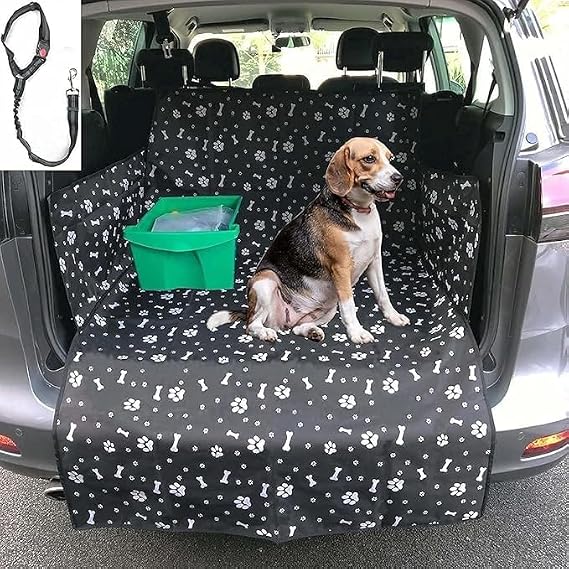 GoBuyer Waterproof Car Boot Liner Protector Covers for Dogs with Side Protection (Black_BumperFlap)
