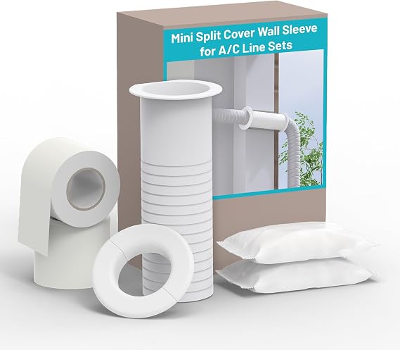 Mini Split Cover Wall Sleeve for AC Line Set, Line Set Covers for Outside Units, Mini Split Line Set Cover for Air Conditioning Systems, AC Sleeve Through The Wall, Pipe Accessories