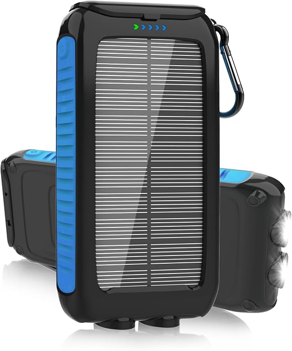 49800mAh Solar Charger Power Bank with USB-C Fast Charging & Dual USB Ports