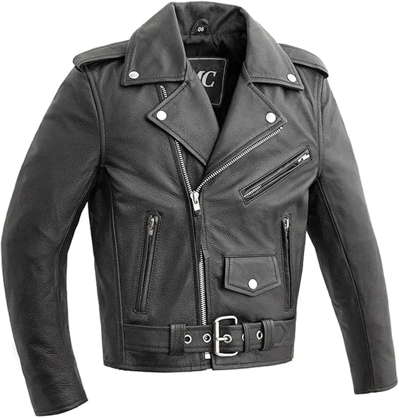First Mfg Co - Cry Baby - Boy's Motorcycle Black Leather Jacket
