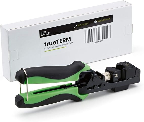 TRUE CABLE 90 Degree RJ45 Keystone Jack Termination Tool, Cat5e/Cat6/Cat6A UTP Ethernet Cable EZ Termination Punch Down for trueCABLE Unshielded Keystone Jacks
