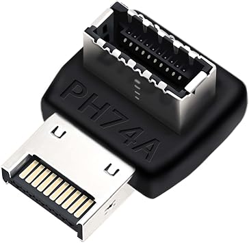 COMeap USB C Motherboard Adapter,USB 3.2 Type E 90 Degree Front Panel Internal Connector Header Converter for Motherboard Black C