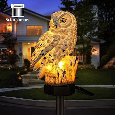 Owl Shape Light LED Solar Garden Light Garden Decor Garden Ornament Owl Lawn Lamp Waterproof Solar Led Lights Outdoor Yard Garden Creative Solar Lamps White