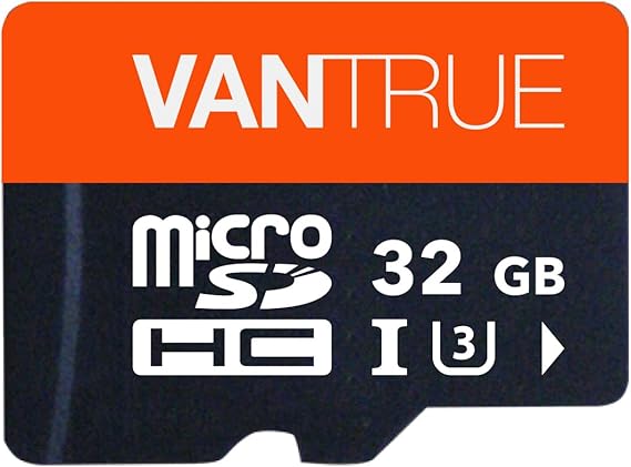 Vantrue 32GB microSDHC UHS-I U3 Memory Card with Adapter for Dash Cams | UHS-I U3, high speed transfer, monitoring grade, for dash cams, home security systems, body cams, action cameras