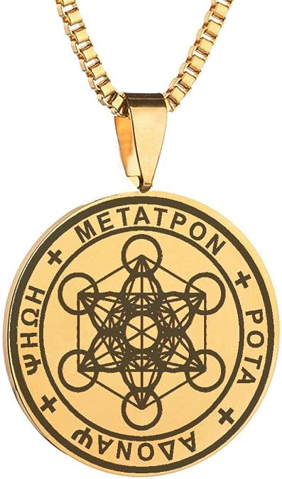 Seal of Archangel Metatron Cube Stainless Steel Protection Amulet Pendant Necklace