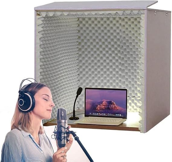 Portable Vocal Booth, Isolation Booth, Sound Booth, Sound Dampening, Desktop Soundproof Cover, Self Made Sound Recording Vocal Booth Box for Studio Desk,Recording Booth, Microphone