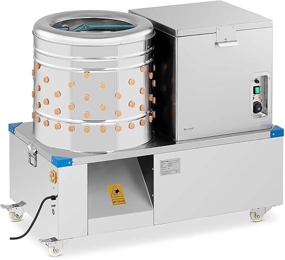 Automatic 2-in-1 plucking machine for poultry with brewing kettle 3300 W drum 50 cm to 3 chickens/min or 270 kg/h 136 plucking fingers 4 rollers 2 of which with brakes poultry plucking machine