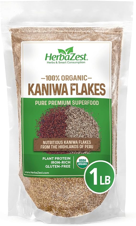 HerbaZest Kaniwa Flakes, 1 lb USDA Organic, Gluten-Free, Complete Protein
