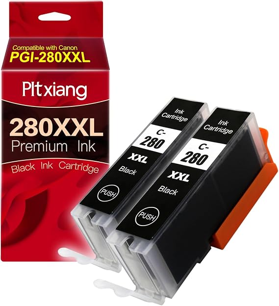 280XXL Compatible with Canon PGI-280XXL PGBK Ink Cartridge (2 Black) - Works with PIXMA TS8320 TS8322 TS8220 TS702 TS6120 TS6220 TR8520 TR8620 TS9120 TS9520 TS9521C TR7520 and More Models
