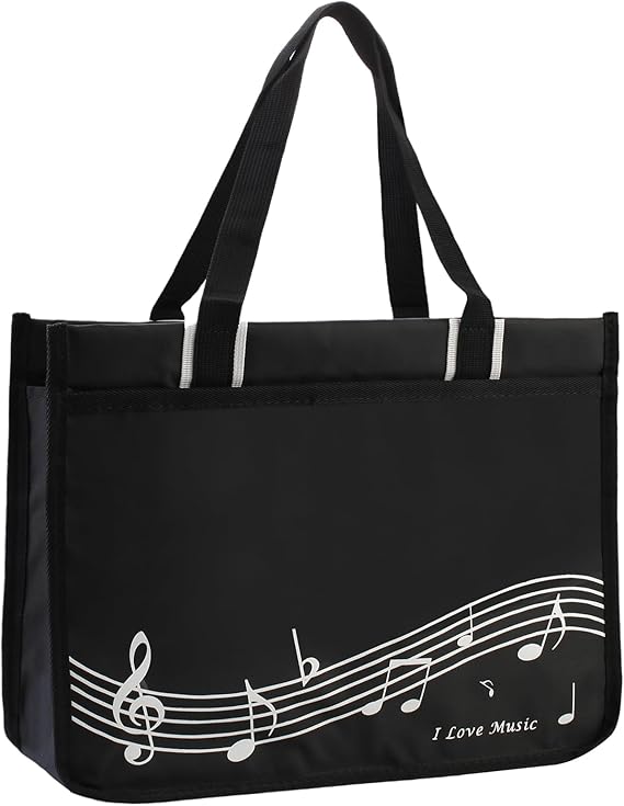 Music Shoulder Bag,Piano keys Music Tote Handbag,Nylon Cloth Waterproof Women's Reusable Shopping Bags,Travel bag with High Note Zipper,Music
