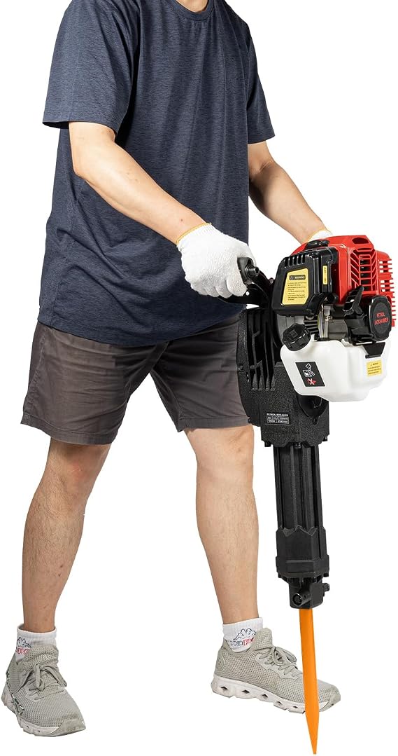 Demolition Jack Hammer, 2 Stroke Jack Hammer 52CC Electric Jackhammer Heavy Duty,1900W Jack Drill Gas Powered,1500 BPM Concrete Breaker With Chisels*2,Portable Excavator Garden Tree Digging Machine