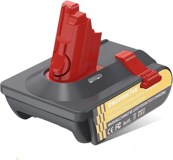 3-in-1 Adapter for Dewalt 20V Lithium Batteries Convert to Work with for Dyson V6 V7 V8 Animal Absolute Motorhead Fluffy Vacuum Cleaners Handheld Vacuum Battery Converter(No Battery)
