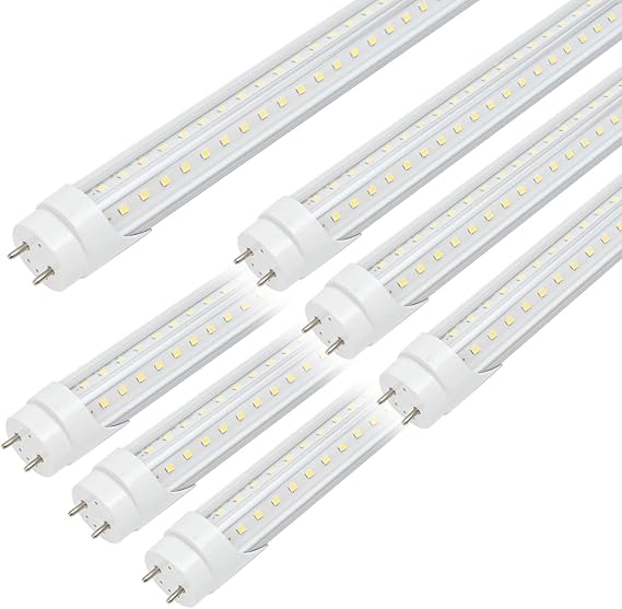 6 Pack T8 LED Tube Light Bulb, V Shaped 4FT 40W, Daylight White 6000K, Dual-End Powered, Ballast Bypass, Clear Cover,ETL T8 Fluorescent Light Bulbs Replacement with G13 Bi-pin Base