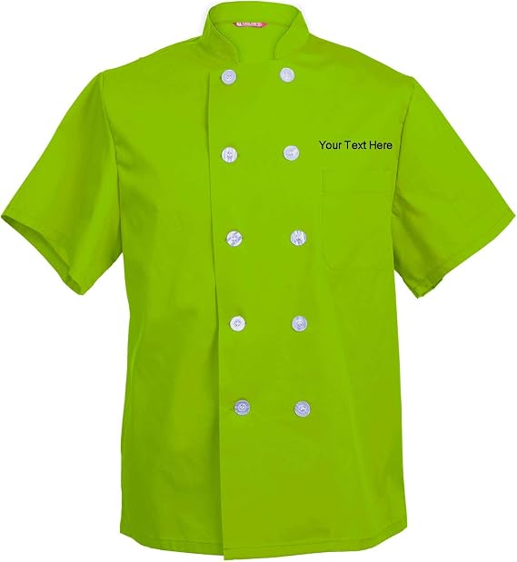 Embroidered Men's Chef Coat Short Sleeve Chef Shirt Cook Coat Personalized with Your Text