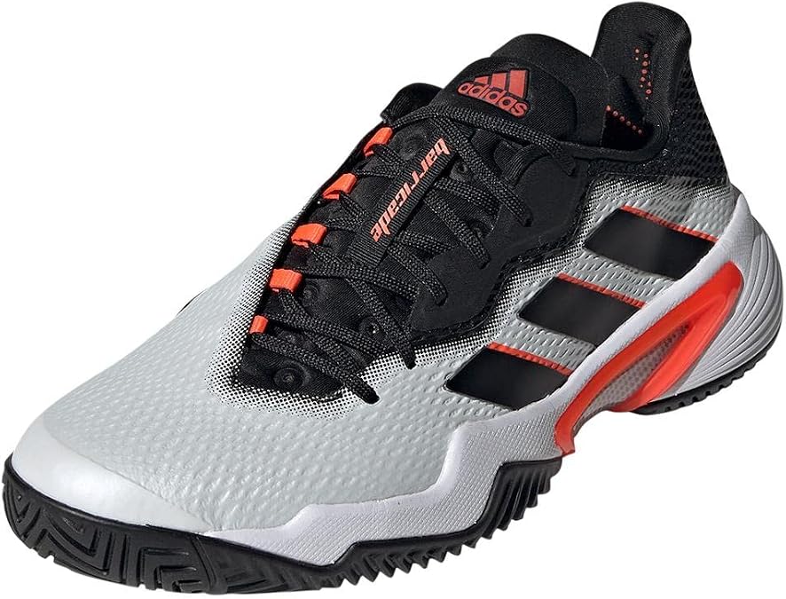 adidas Men's Barricade Tennis Shoe, White/Core Black/Solar Red, 13