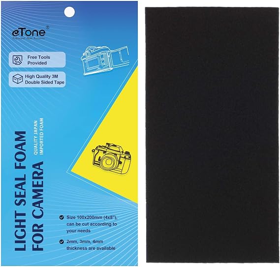 eTone Light Leak Proof Sponge 3mm High Density Foam Film Camera Replacement Light Seal Foam with Tongs for 120 135 Film Camera Large Format Camera Film Camera Accessories