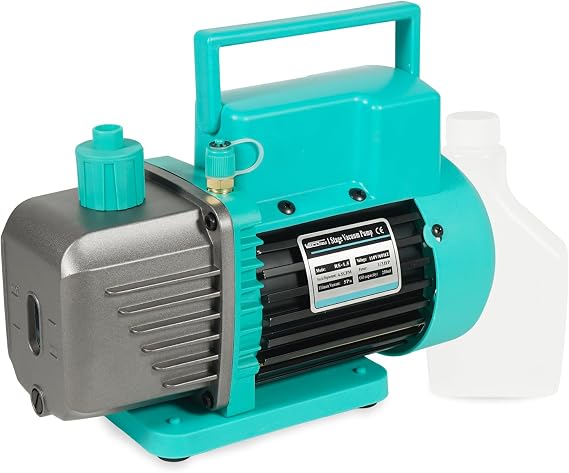 4.5CFM 1/3HP Vacuum Pump for HVAC Systems, Single Stage AC Vacuum Pump with Foldable Handle, Aluminum Housing for Automotive and Household AC Maintenance, with Oil